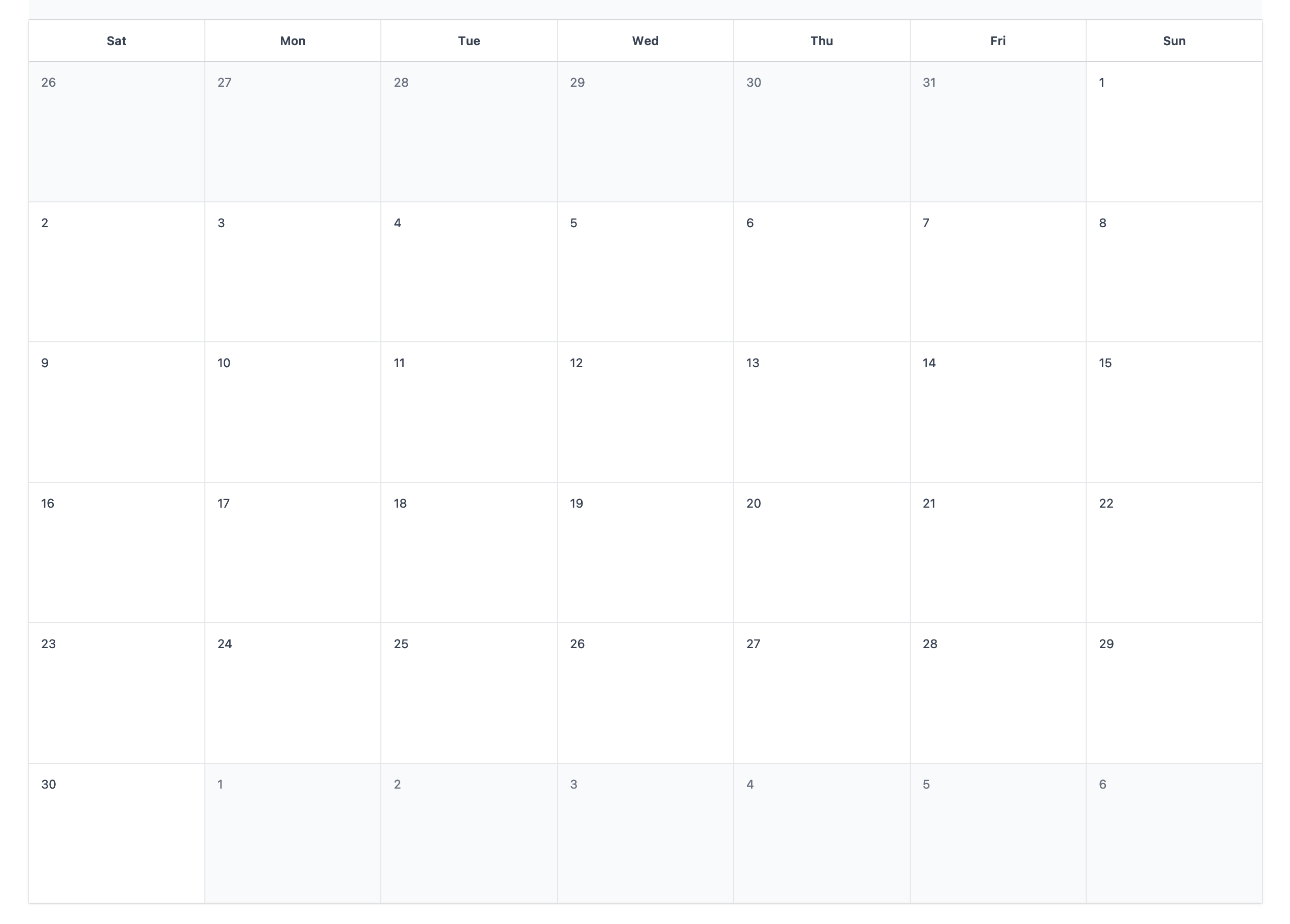 example calendar